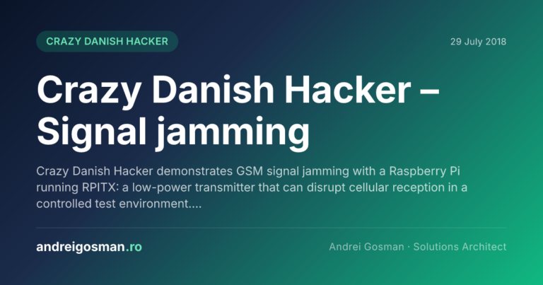 Crazy Danish Hacker demonstrates GSM signal jamming with a Raspberry Pi running RPITX: a low-power transmitter that can disrupt cellular reception in a controlled test environment.…