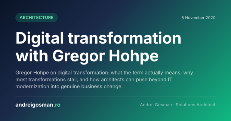Gregor Hohpe on digital transformation: what the term actually means, why most transformations stall, and how architects can push beyond IT modernization into genuine business change.