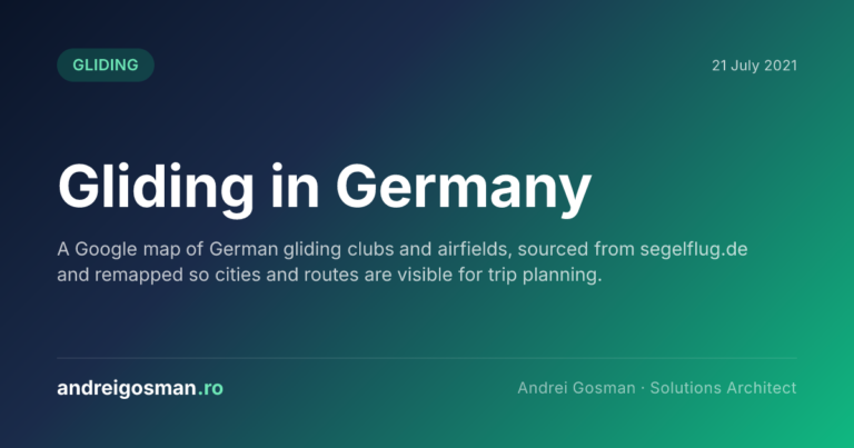 A Google map of German gliding clubs and airfields, sourced from segelflug.de and remapped so cities and routes are visible for trip planning.