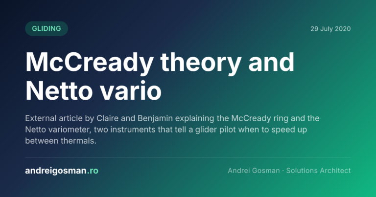 External article by Claire and Benjamin explaining the McCready ring and the Netto variometer, two instruments that tell a glider pilot when to speed up between thermals.